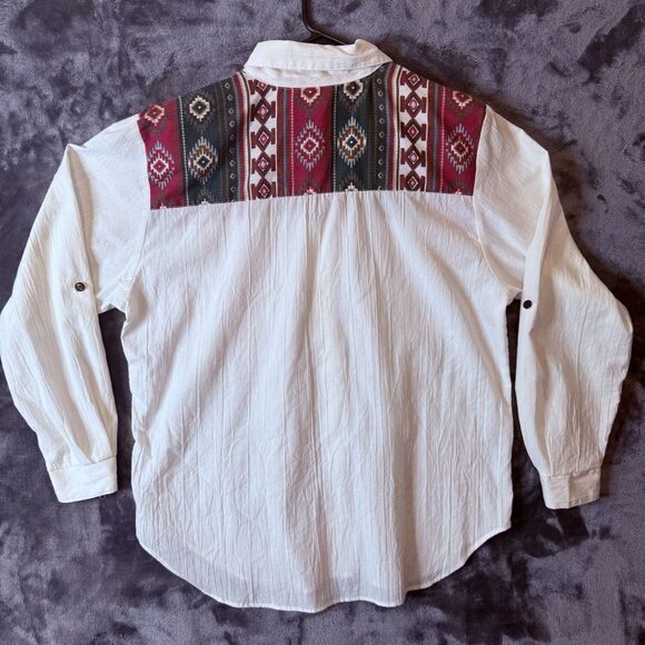 Vintage Tap & Co Western Button Up Long Sleeve Aztec Large 5632B Shoulder Patted - Picture 6 of 7